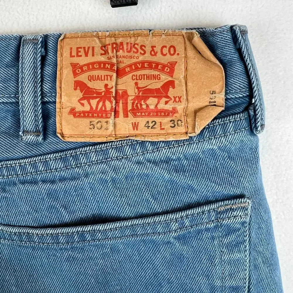 Levis 501 XX Jeans Mens 42x30 Blue Straight Button Fly Medium Wash (38x27) Denim